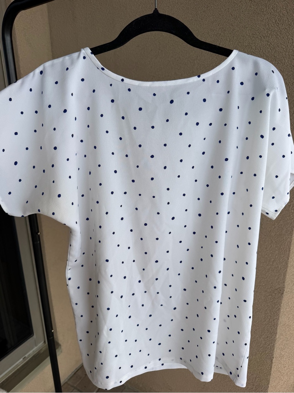 Vintage White and Blue Polka Dot Short Sleeve Blouse Size M - Picture 7 of 7